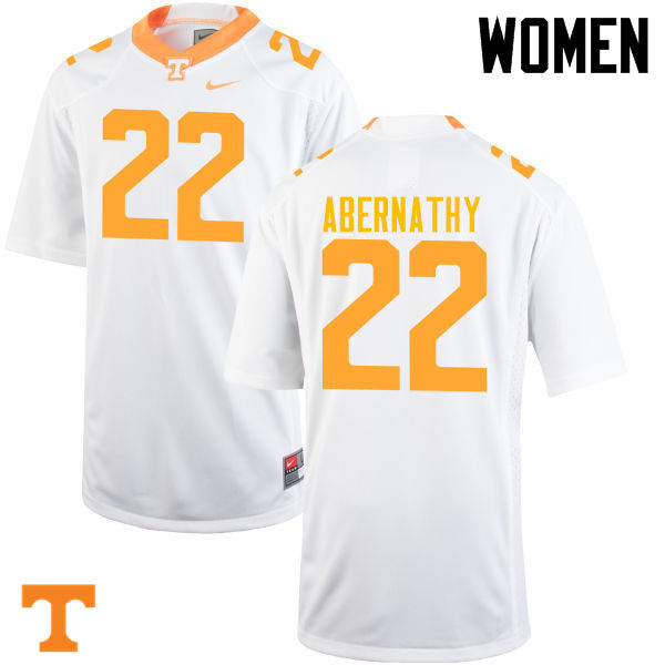 Women #22 Micah Abernathy Tennessee Volunteers College Football Jerseys-White - Click Image to Close